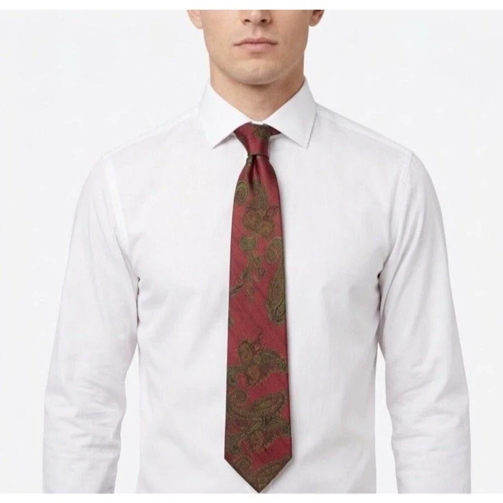 Robert Talbott Mens Wine Red Paisley 100% Silk Tie